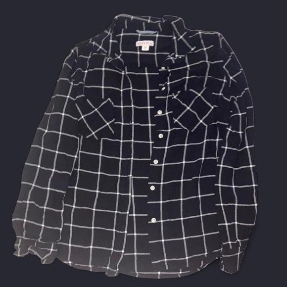 S | Merona black and white grid button-up shirt - Picture 1 of 3